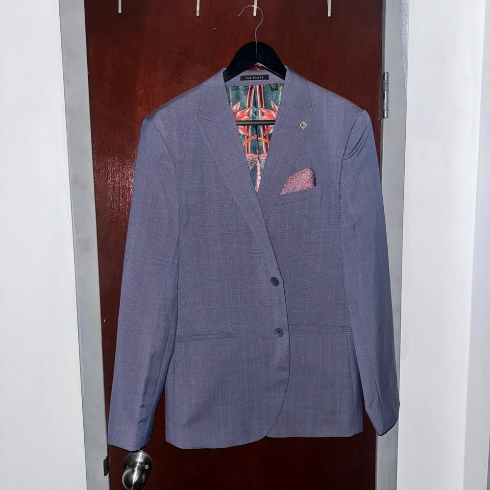 Ted Baker Lilac color wool Suit Stylish Blazer and Trousers Set 40R/32R - Picture 5 of 15